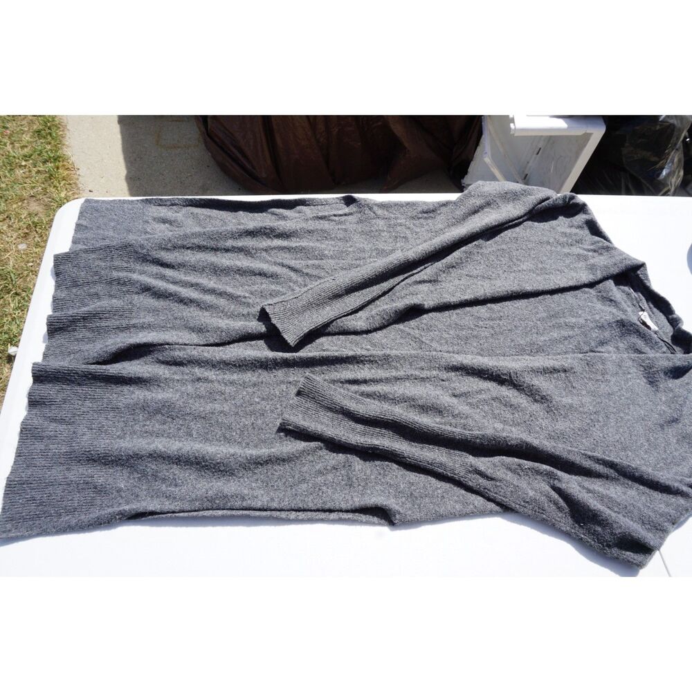 Pologue Gray Sweater L Warm Cozy Throw Sweater Split Sides